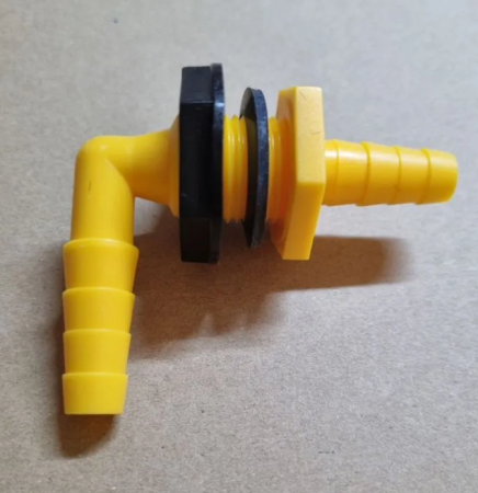 Штуцер врезной угловой 10-12мм, красный